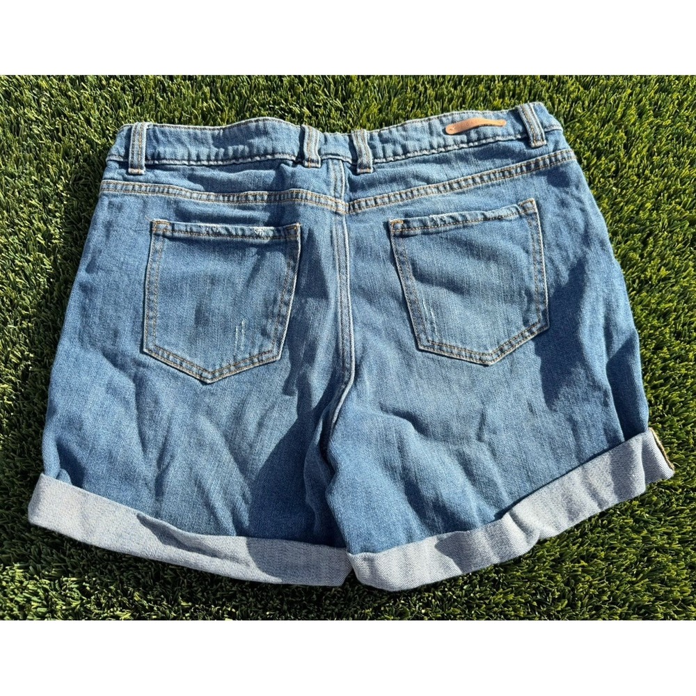 Caslon Light Wash Denim Blue Rolled Hem Cuffed Shorts Distressed 29 - Picture 3 of 4